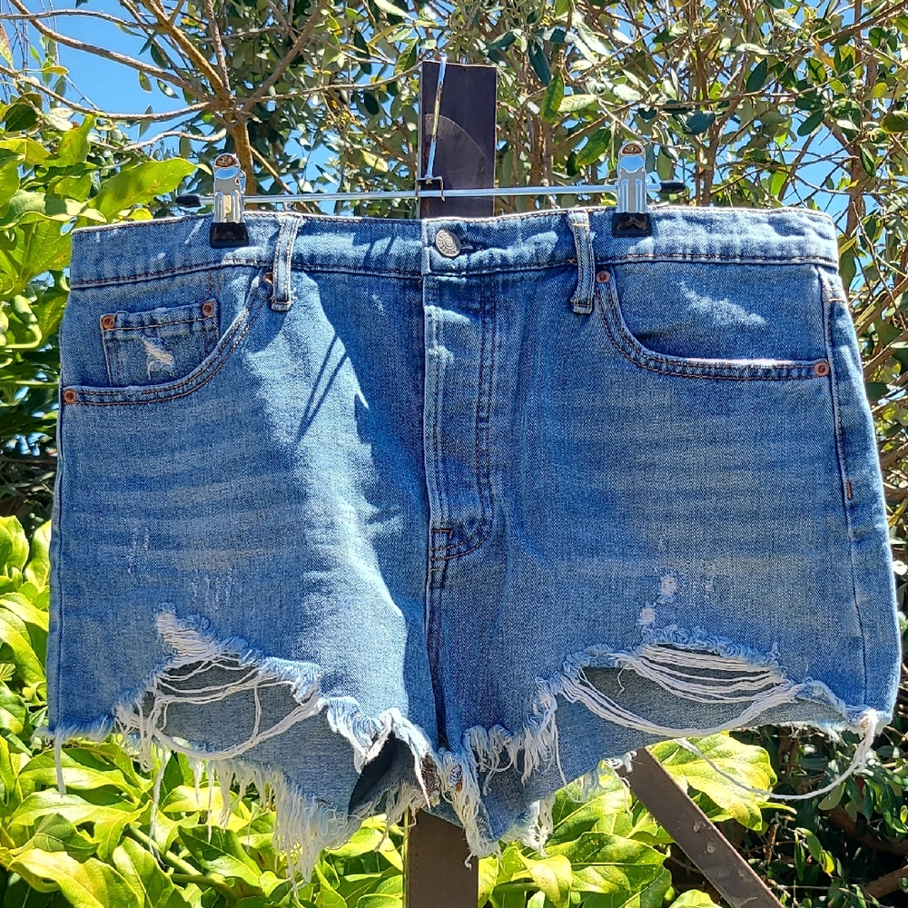 Jessica Simpson Distressed Blue Denim Jean Shorts